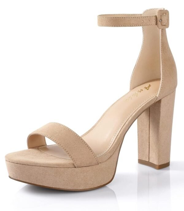 Ankis Platform Heels 4 Inches Chunky heels Sandals for Women Comfy Open Toe Block Heeled Sandals Black Nude White Silver Gold Ankle Strappy Heels Black Chunky Platform Heels for...