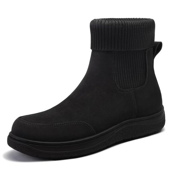 Athlefit Women's Chelsea Ankle Boots Comfortable Winter Short Leather Boots Fashion Slip On Elastic Sock Booties Wide Width