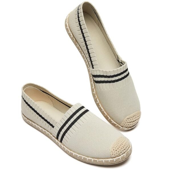 BABUDOG Womens Espadrilles Breathable Flats Shoes Mesh Slip on Loafers Soft White Flats