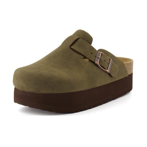 CUSHIONAIRE Women's Loom Cork Footbed Platform Clog – Comfortable Vegan Leather, Arch Support, All-Day Comfort, Wide Widths Available