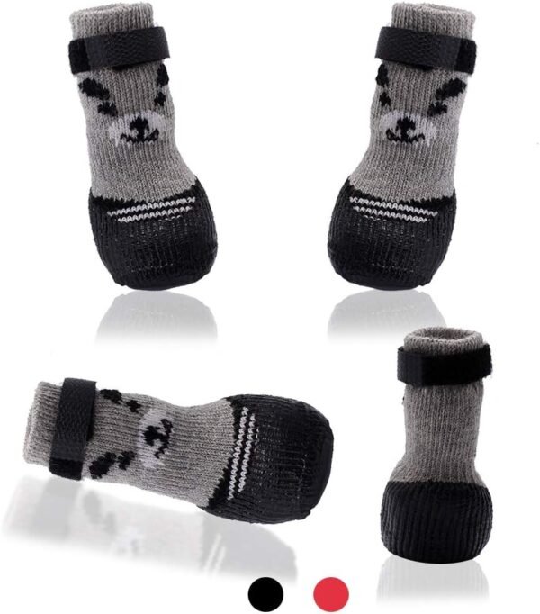 Dog Boots Waterproof Shoes Breathable Socks, with Anti-Slip Sole and Adjustable Magic Tape All Weather Protect Paws Only Fit for Small Dog(4Pcs)(Black, XS)