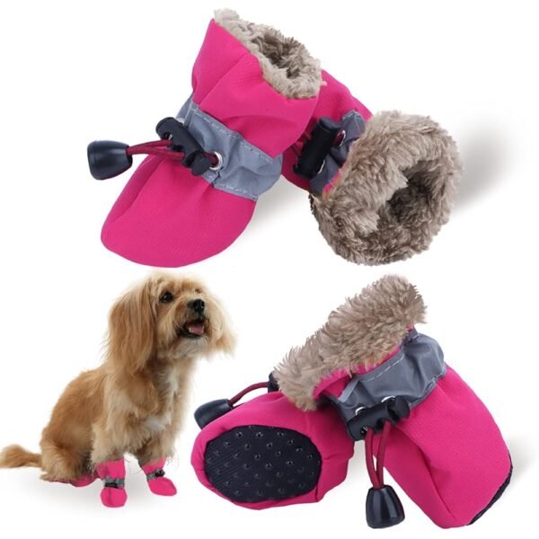 Dog Snow Boots, Dog Shoes for Winter, Dog Winter Boots for Small Medium Dogs Puppies, Dog Boots & Paw Protectors with Anti-Slip Sole and Plush, Pack of 4