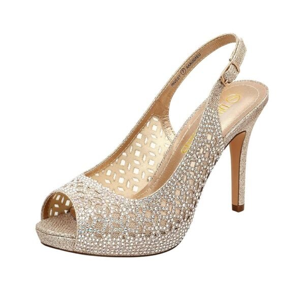 DREAM PAIRS Women's High Heels Platform Dress Rhinestones Peep Toe Pumps Shoes