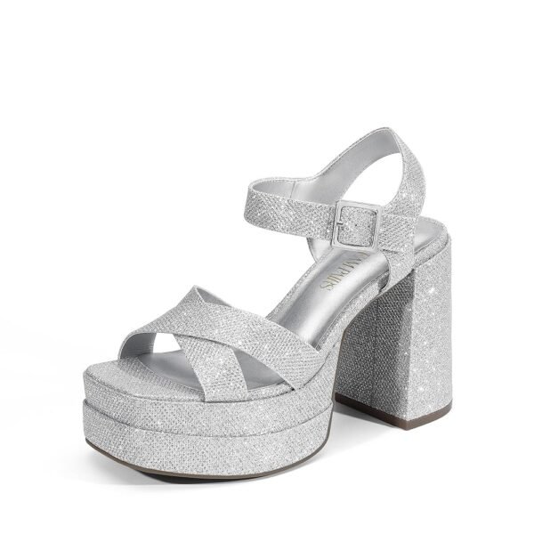 DREAM PAIRS Women's Platform Chunky Heels Square Open Toe Ankle Strap High Heeled Sandals Y2K Shoes for Party Brunch