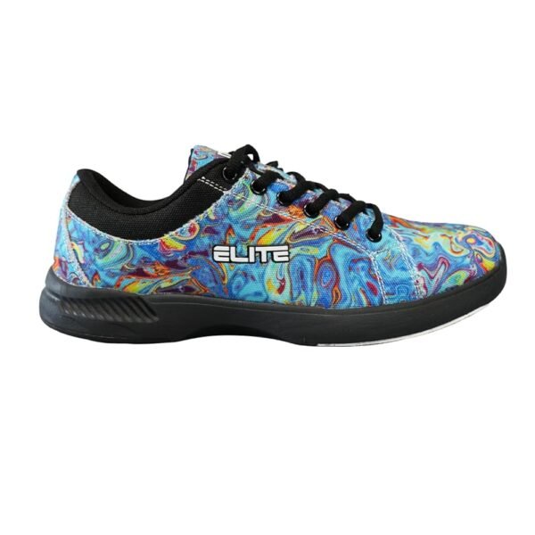ELITE Women's Blue Swirl Bowling Shoes - Adjustable Fit, Slide Soles, Komfort-Lite Comfort, and Lightweight