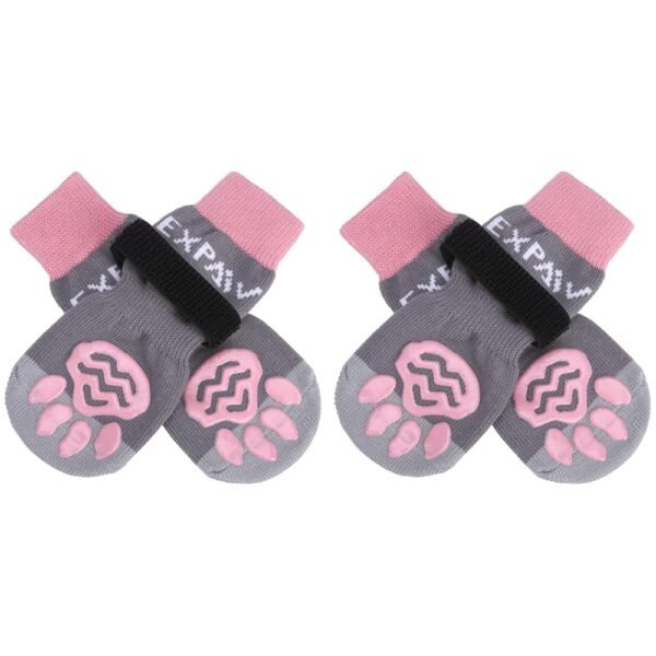 EXPAWLORER 4Pcs Anti-Slip Dog Socks - Double Side Non-Slip Paw Protector for Hardwood Floors,Prevent Licking,Dog Booties,Dog Shoes for Hot/Cold Pavement