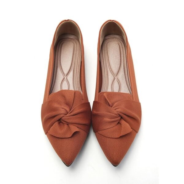 Flats for Womens Pointed Toe Ballet Flats with Bow Comfortable Knit Dressy Flats