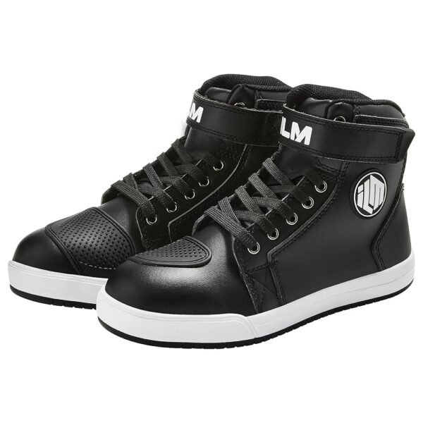 ILM Motorcycle Shoes for Men Black Waterproof Street Riding Protective Gear Breathable Powersport Anti-Slip Footwear with Ankle Support, Shift pad