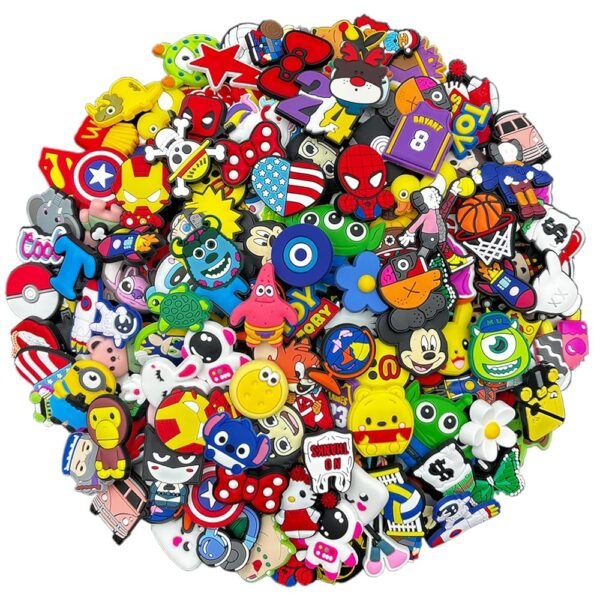 Lot of 30,50,100 Cartoon Random Bulk Shoe Charms and pins - Cool and Cute - PVC - for Sandals and Shoe Decoration