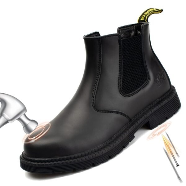 NOLINSHIELD Steel Toe Boots for men,Slip-on Lightweight Working Boots,Safety,Leather,Comfortable,Puncture-Proof,Mechanic Work Boots