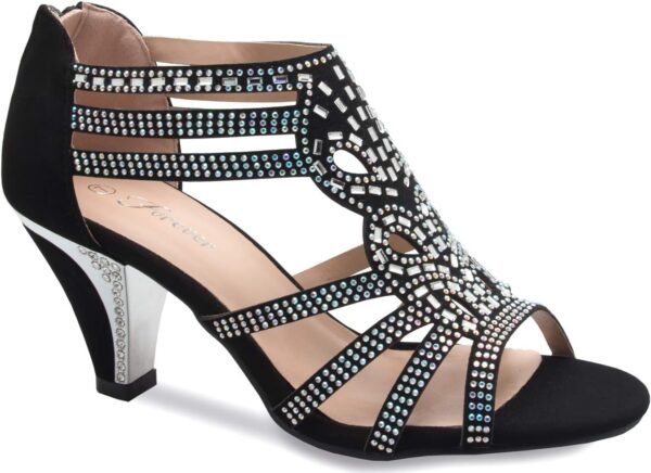 Olivia K Women's Open Toe Strappy Rhinestone Dress Sandal Low Heel Wedding Shoes White Glitter - adorable, comfortable