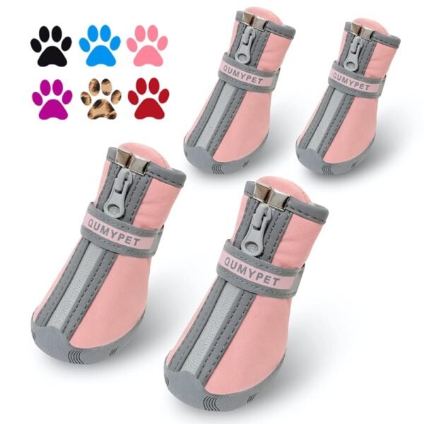 QUMY Dog Shoes for Small Dogs, Puppy Dog Boots & Paw Protectors for Winter Snowy Day, Summer Hot Pavement, Waterproof in Rainy Weather, Ourdoor Walking, Indoor Hardfloors...