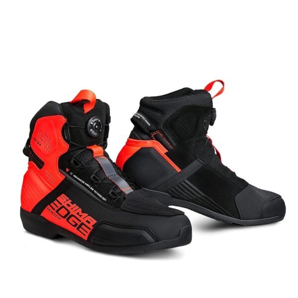 SHIMA Edge Vented, Motorcycle Shoes for Men - Breathable, Reinforced Street Riding Shoes with ATOP Closure System, Ankle Support, Anti-Slip Sole, Gear Pad (Red, 11,5)
