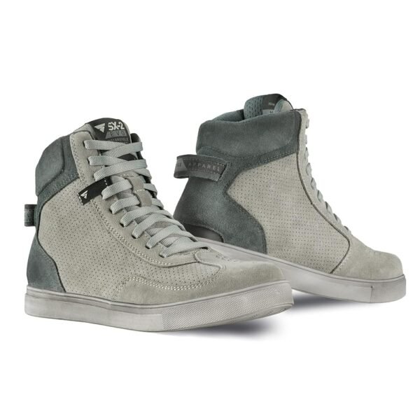 SHIMA SX-2 EVO Men's Motorcycle Shoes/Boots: Reinforced Leather, 4 Colors, TPU & ArmorPlus Ankle Safety, Breathable Suede & 3D Mesh, Anti-Slip Sole (Grey, 11,5)