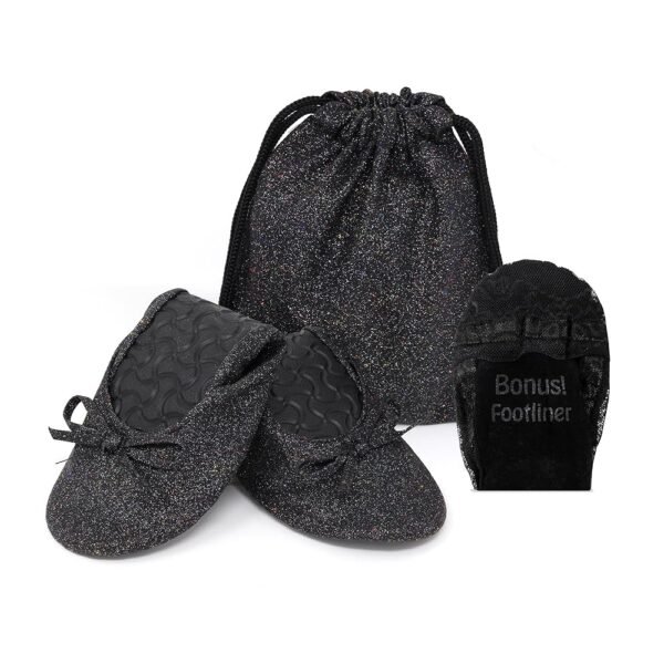 Silky Toes Women's Glitter Foldable Ballet Flat Roll Up Slipper Shoes