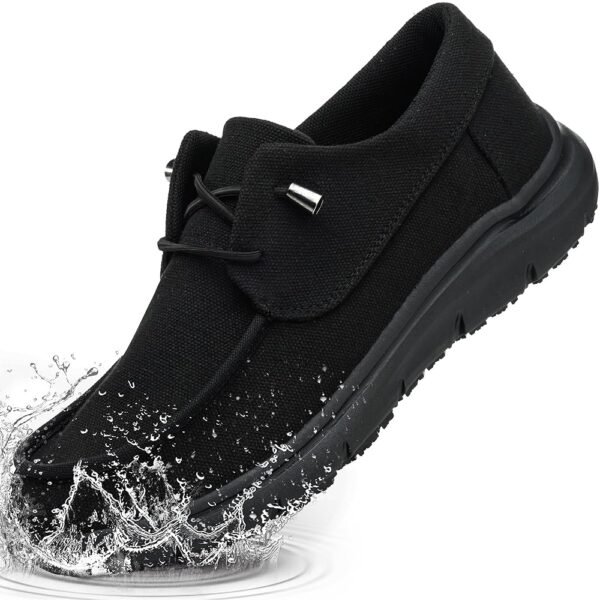 Waterproof Non-Slip Work Shoes for Men Women丨Lightweight Slip-On Food Service Chef Kitchen Restaurant Canvas Loafers