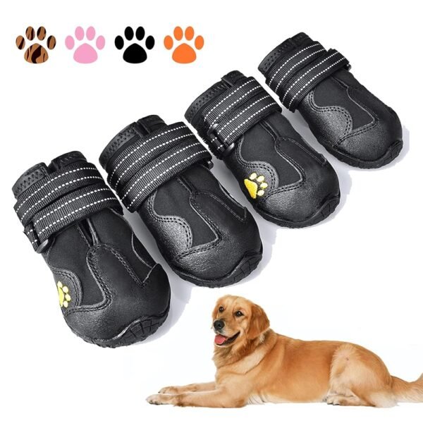 XSY&G Dog Boots,Waterproof Dog Shoes,Dog Booties with Reflective Rugged Anti-Slip Sole and Skid-Proof,Outdoor Dog Shoes for Medium Dogs 4Pcs-Size 1